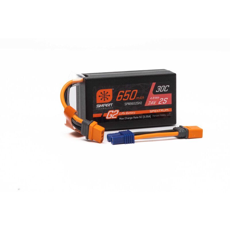 Horizon Hobby - 650mAh 2S 7.4V Smart G2 30C LiPo; IC2 (SPMX652SH2)