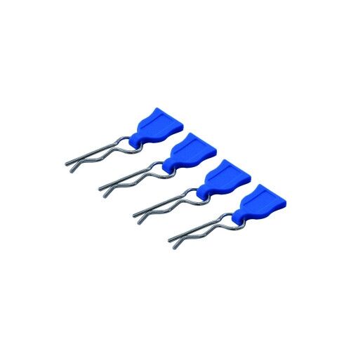 RC Parts - Ultimate Racing - Body Clips W/Easy Pull Rubber Tabs Blue, 4 pcs.