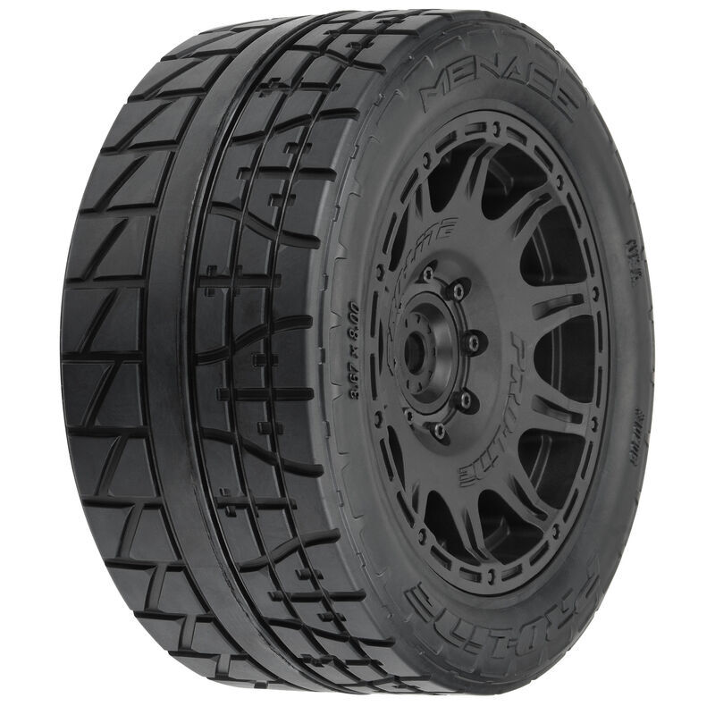Pro-Line Racing - 1/6 Menace HP BELTED F/R 5.7â€ Tires MTD 24mm Black Raid 8x48 Hex (2) (PRO1020511)