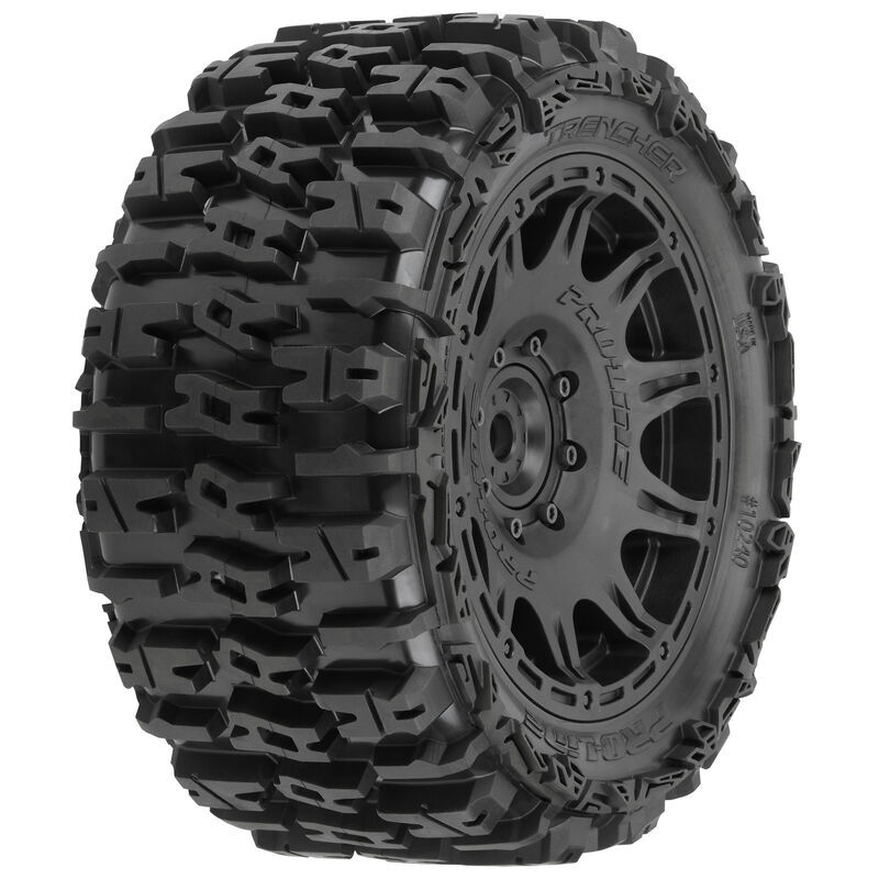 Pro-Line Racing - 1/6 Trencher F/R 5.7â€ Tires Mounted 24mm Black Raid 8x48 Hex (2) (PRO1024010)