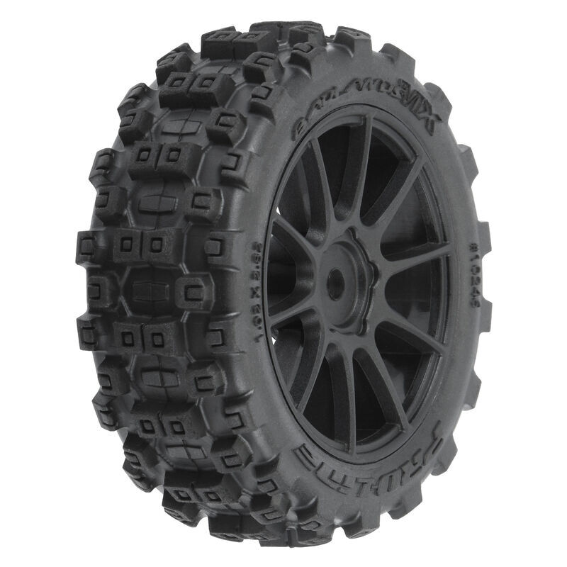 Pro-Line Racing - Badlands MX 1.9 Buggy Tires MTD Mach-10 Black Wheels: Typhon GROM (PRO1024610)