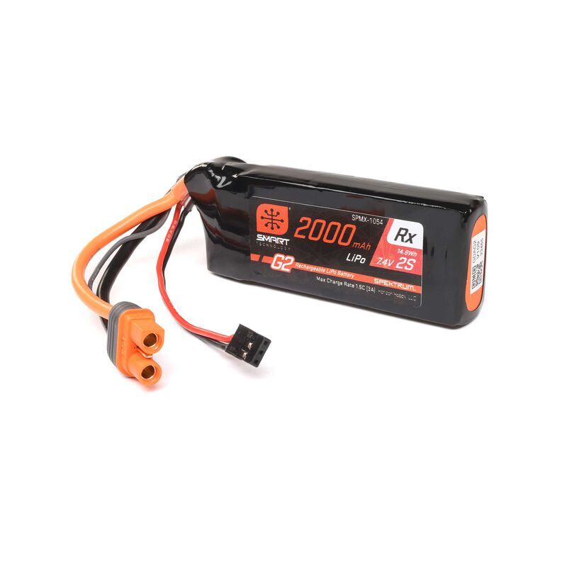 Spektrum - 7.4V 2000mAh 2S 15C Smart G2 Receiver LiPo Battery: IC3 (SPMX-1054)