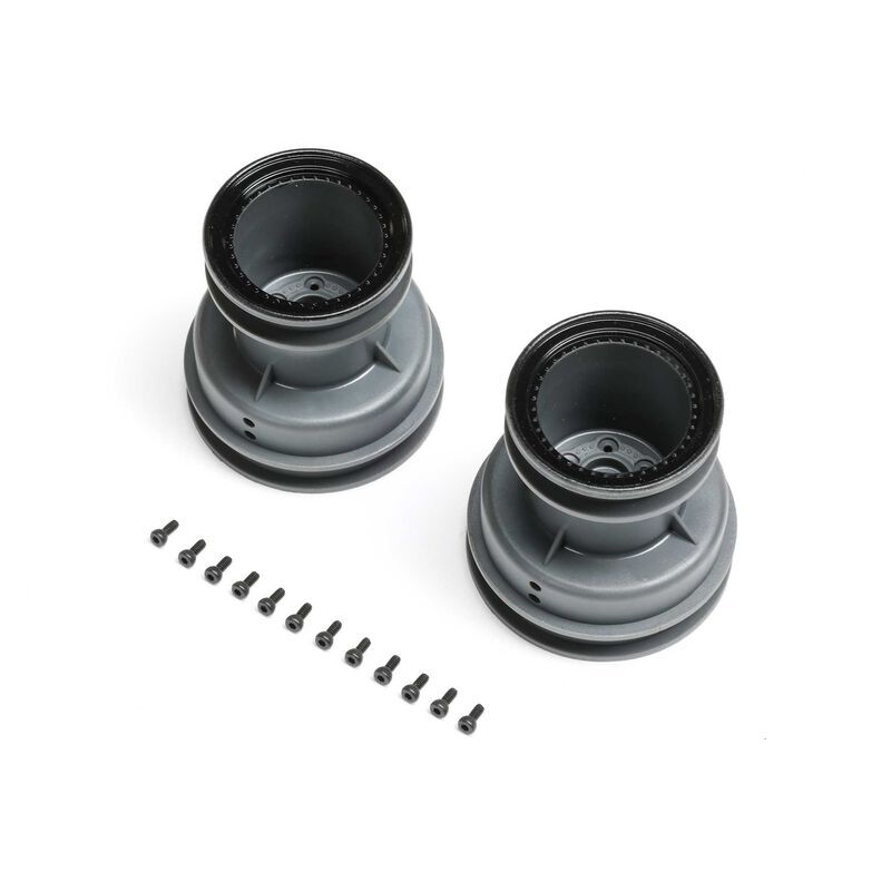 Losi - MT Wheel Black Beadlock Light Grey (2): Mini LMT (LOS-2059)