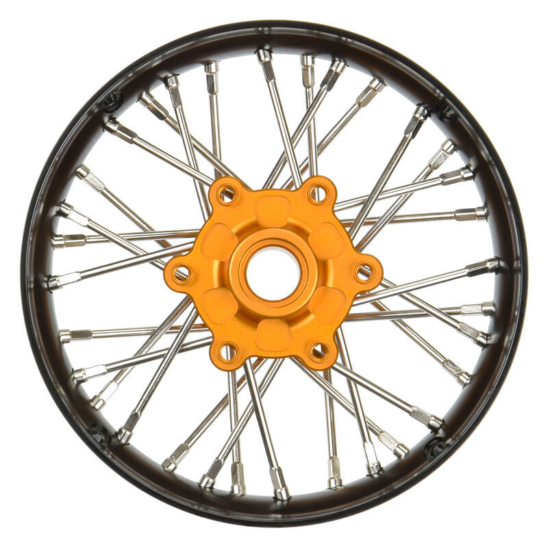 Pro-Line Racing - 1/4 Pro-Spec Aluminum V2 Bead Front Wheel Black/Gold (1): Promoto-SM (PRO284700T3)