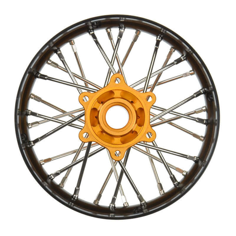 Pro-Line Racing - 1/4 Pro-Spec Aluminum V2 Bead Rear Wheel Black/Gold (1): Promoto-SM (PRO284800T3)