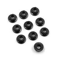 Yeah Racing - 4mm Aluminium Serrated Lock Nut 10pcs (BK)...