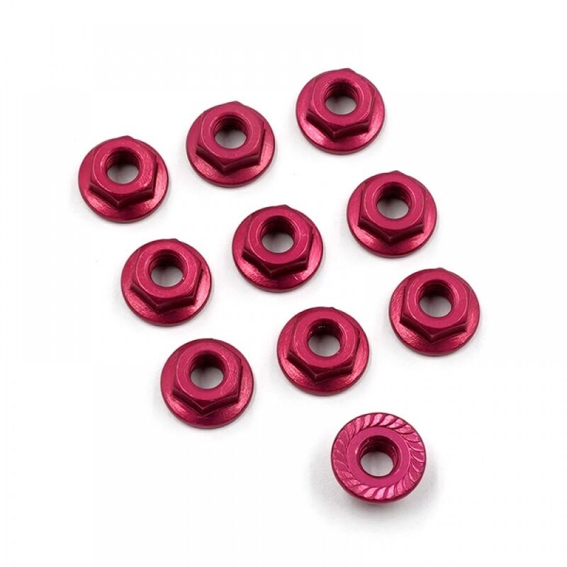 Yeah Racing - 4mm Aluminium Serrated Lock Nut 10pcs (RD) (YR-LN-M4S-RD)