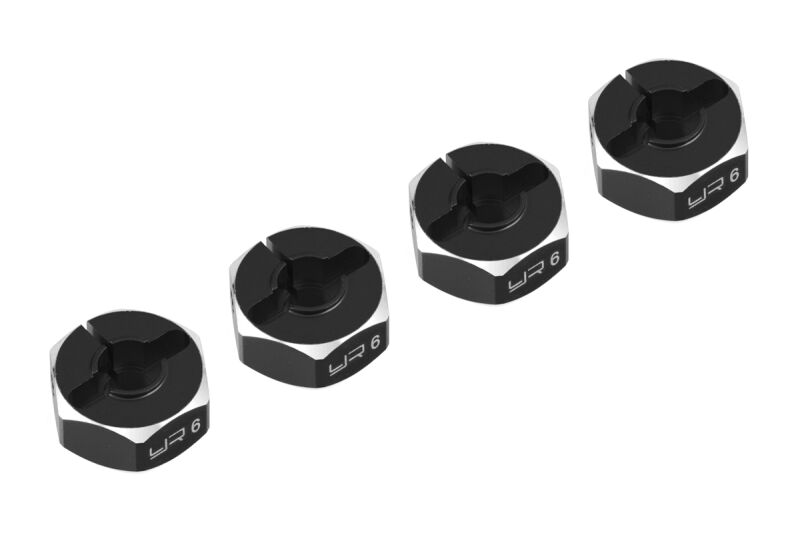 Yeah Racing - Aluminum Hex Adaptor Set 12x6mm For 1/10 RC Touring Drift Crawler Black (YR-WA-033BK)