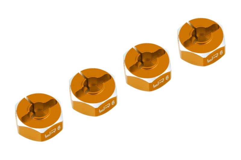Yeah Racing - Aluminum Hex Adaptor Set 12x6mm For 1/10 RC Touring Drift Crawler Orange (YR-WA-033OR)
