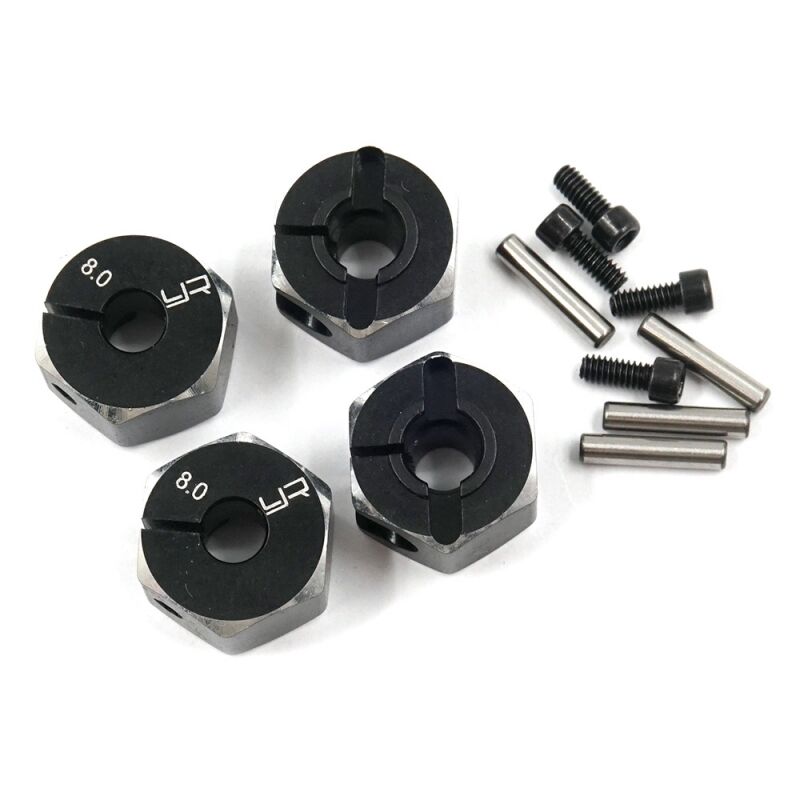 Yeah Racing - Aluminum Hex Adaptor Set 12X8mm Black For 1/10 RC Touring Drift Crawler (YR-WA-041BK)