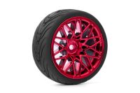 Yeah Racing - Spec T LS Wheel Offset 3 Red w/Tire 4pcs...
