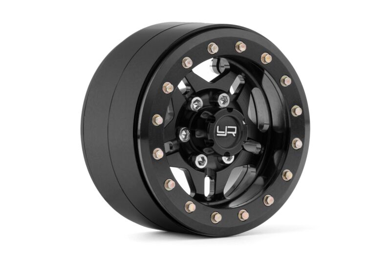Yeah Racing - 1.9 Aluminum CNC 5 Spoke Beadlock Wheel w/Wheel Hub 2pcs Black (YR-WL-0116BK)