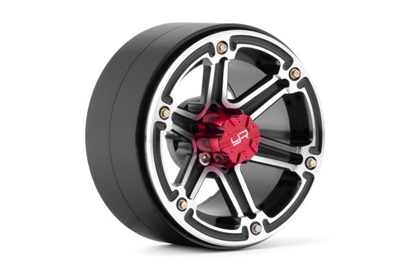 Yeah Racing - 2.2 Aluminum CNC 6 Spoke Beadlock Wheel w/Wheel Hub 2pcs Black (YR-WL-0118BK)
