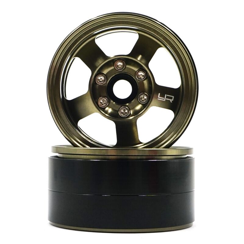 Yeah Racing - 1.9 Aluminum CNC 5 Spoke Beadlock Rim 2pcs Gold Titanium (YR-WL-0142GM)