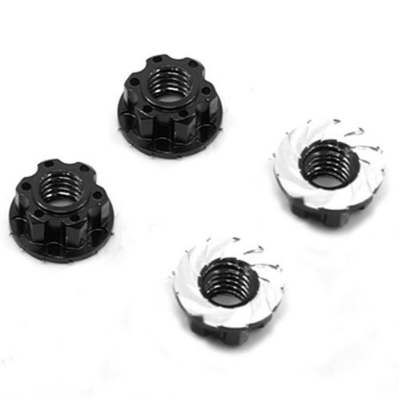 Yeah Racing - 4mm Aluminium Wheel Flange Lock Nut 4pcs For RC Car Black (YR-YA-0448BK)