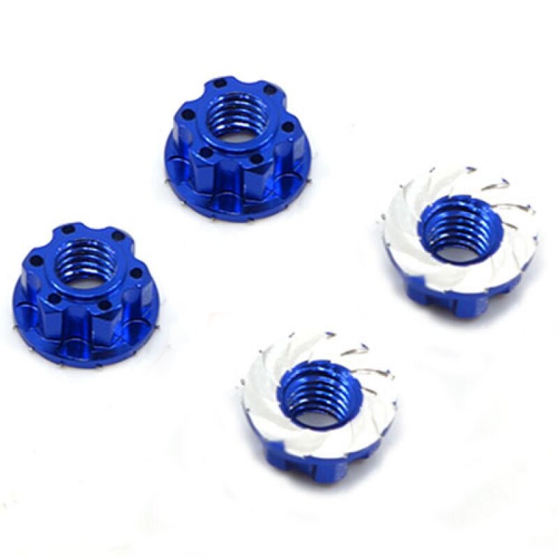 Yeah Racing - 4mm Aluminium Wheel Flange Lock Nut 4pcs For RC Car Dark Blue (YR-YA-0448DB)