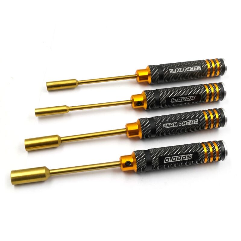 Yeah Racing - Aluminum 4.0 5.5 7.0 8.0 Lock Nut Driver Set Black/Gold (YR-YT-0224)