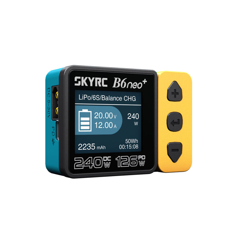 B6neo+ Ladegerät gelb/blau LiPo 1-6s 10A 200W