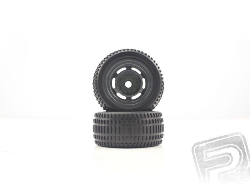 Himoto - Truggy Black Front Tires&Rims 2pcs (HM21308B)