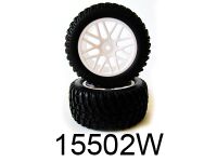 Himoto - White Rim & Tire Complete (HM15502W)