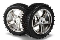 Himoto - Front Wheel Complete- Buggy 1:10, 2pcs (Chrome)...