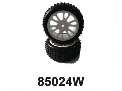 Himoto - Rear White Rim & Tire Complete (85022w+85023) 2p (HM85024W)