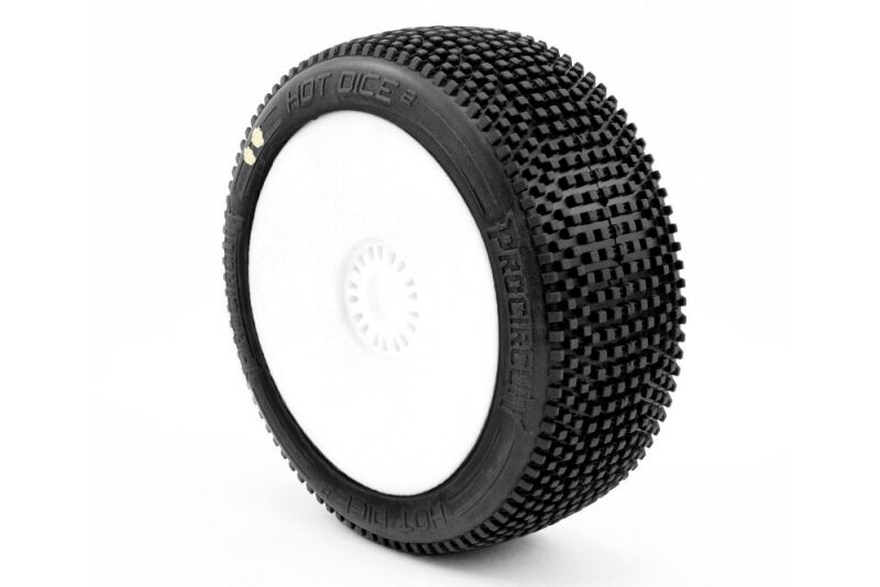 ProCircuit - HOT DICES V2 BUGGY S1 (SUPER SOFT) PRE-MOUNTED White, 2 Pcs. (MX-PCW2003-S1)
