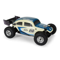 Pro-Line Racing - Class 1 VW Bug Blue Race Body Conversion Kit and Flat Iron M/T Tires Mounted 12mm Chrome Diablo (4) for ARRMA TYPHON GROM (PRO368000T1)