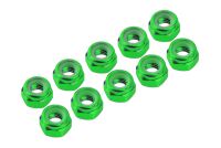 Ultimate Racing - M4/4mm Alu Nylon Lock Nuts Green, 10...
