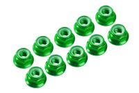 Ultimate Racing - M4/4mm Alu Flanged Nylon Nut Green, 10...