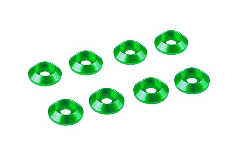 Ultimate Racing - 3mm Aluminium Cap Head Washer Green, 8 Pcs. (MX-UR1521-GR)