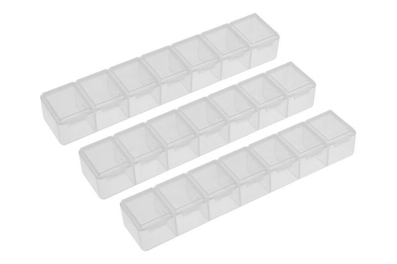 Koswork - 7 Compartments Parts Box 165x34x25mm (3 sets) (KOS32117)