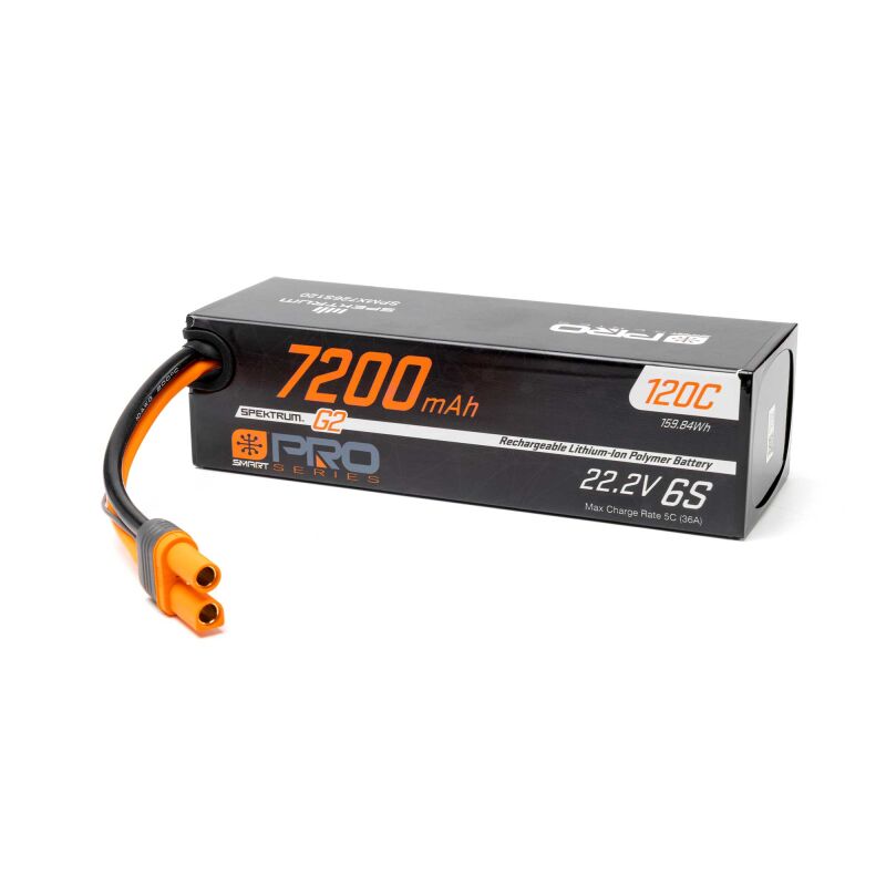 Spektrum - 22.2V 7200mAh 6S 120C Smart G2 LiPo: IC5 (SPMX726S120)