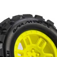Pro-Line Racing 1/16 Badlands MX Front/Rear MT Tires Mounted 12mm Yellow Split Six (2): ARRMA MINI KRATON (PRO1030112)