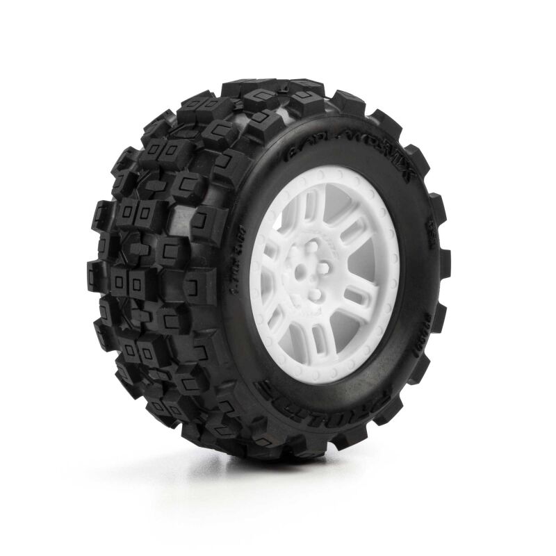 Pro-Line Racing 1/16 Badlands MX Front/Rear MT Tires Mounted 12mm White Split Six (2): ARRMA MINI KRATON (PRO1030113)