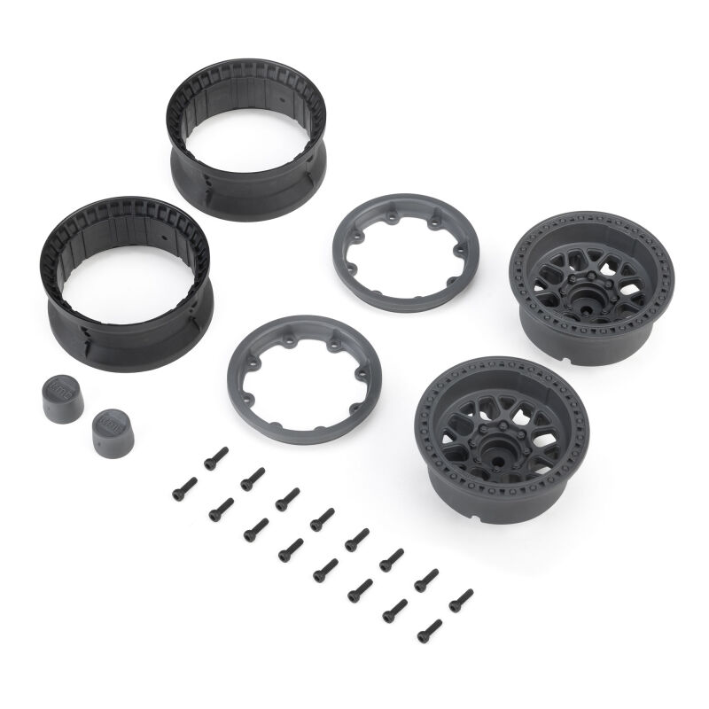 Axial 1.9 KMC Grenede Beadlock Wheels Gray (2) (AXI-4688)