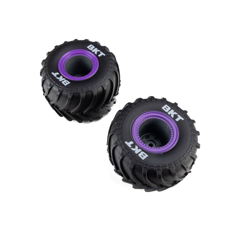 Losi MT Tires Purple Beadlock Pre-Mounted (2): Mini LMT (LOS-4460)