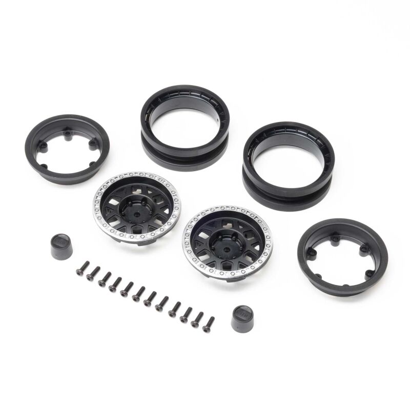 Horizon Hobby - Axial 1.9 KMC Mesa Beadlock Wheels Black & Silver (2) (AXI-4522)