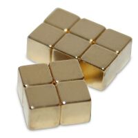 Neodym Würfelmagnet goldfarben 5 x 5 x 5mm